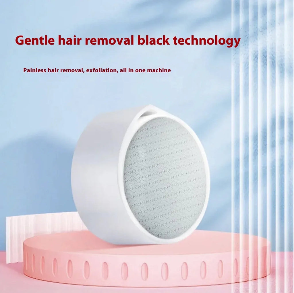 White nano glass epilator and foot grinder device with plastic body and two attachment heads