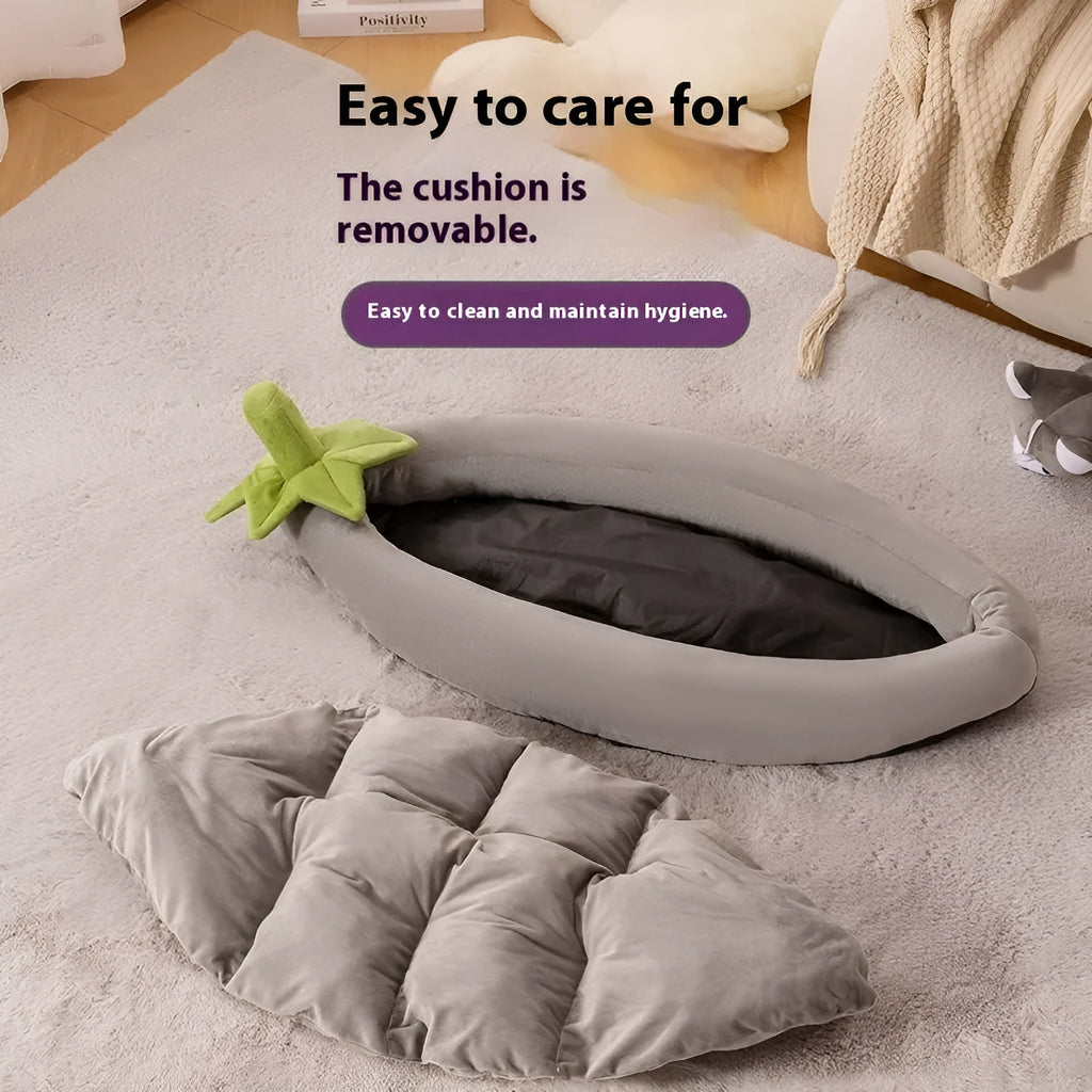 Washable dog mat with removable cloth cover in brown, shown in an L size for medium dogs.