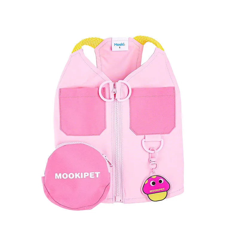 Pink casual pet vest for small dogs on a mannequin, showing the front design.