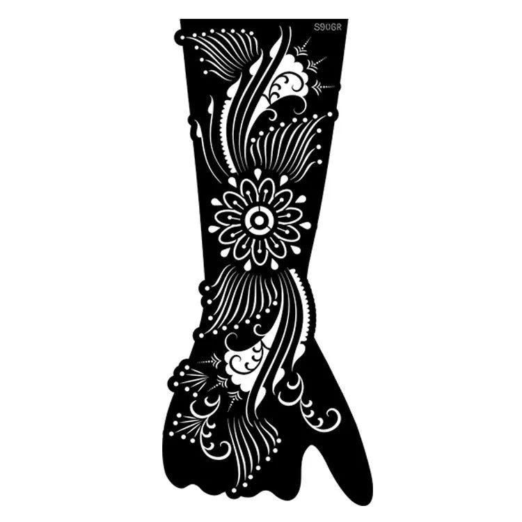 Pack of geometric hollow template tattoo stickers with machine-cut paper stencils for DIY art.