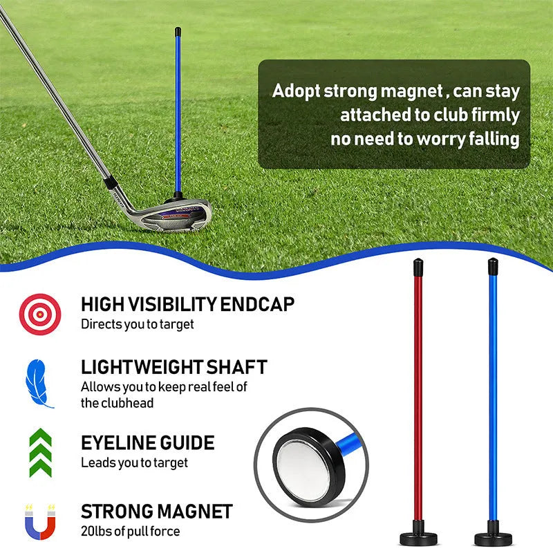 Red aluminium alloy magnetic golf swing alignment trainer with direction baseball bar