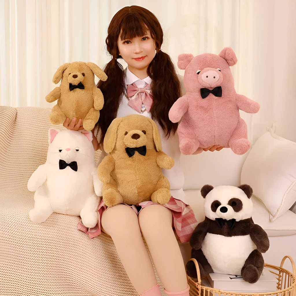Cartoon plush doll toy cat panda piggy puppy short plush PP cotton filling 25cm 35cm