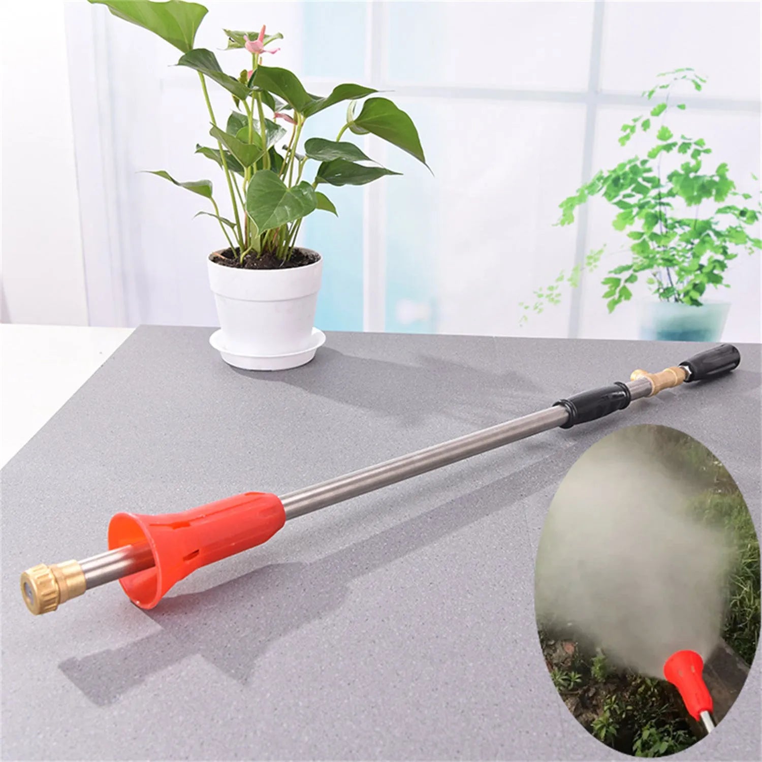 Agricultural submachine gun type spray gun for pesticide application with adjustable pressure settings