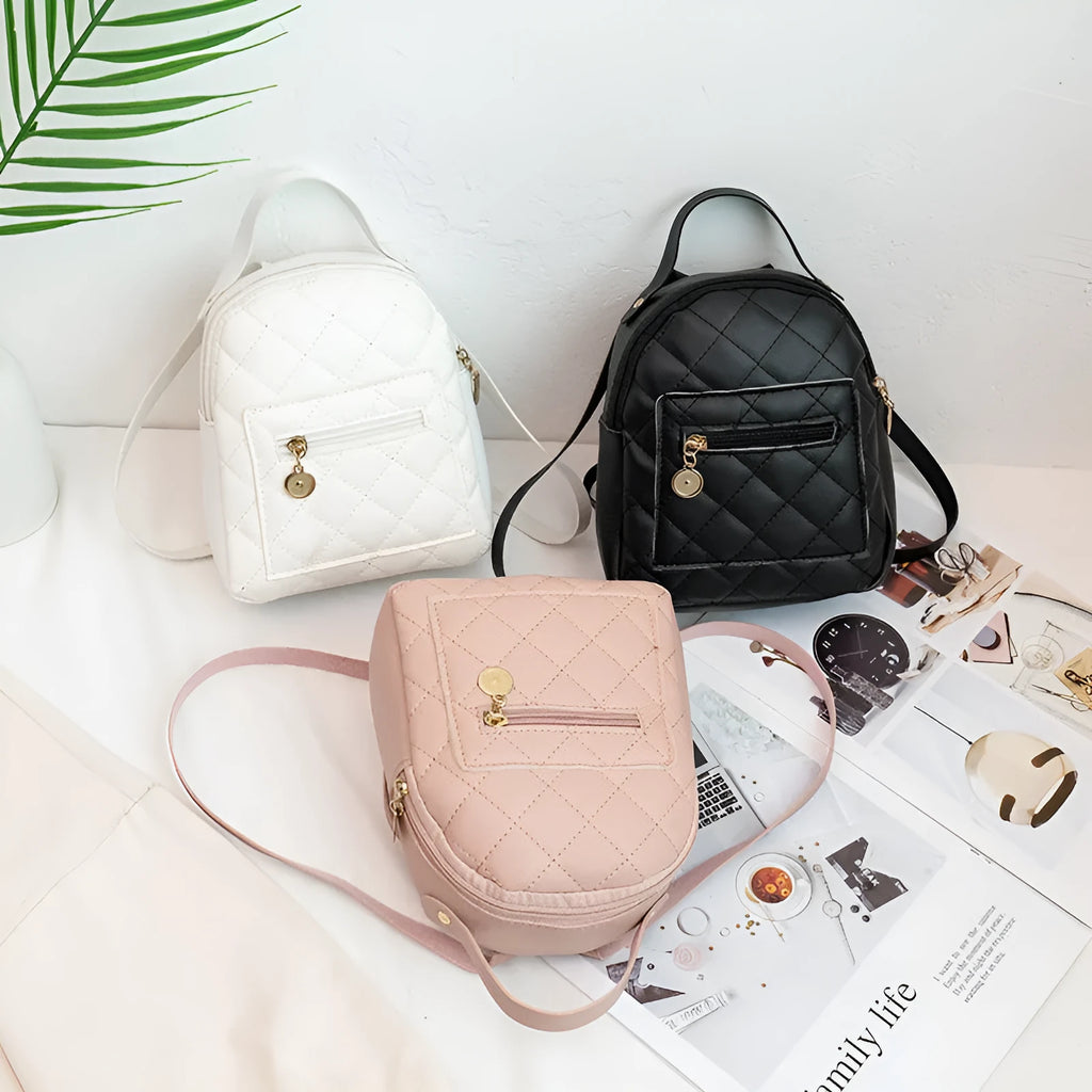 Girls' Korean style embroidered hardback square school bookbag in black, pink or white measuring 16x7x19cm