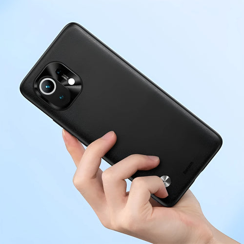 Alloy plain leather phone case for Xiaomi 11 in black and smoky purple colour options