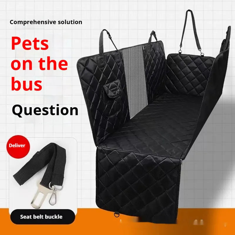 Cloth pet car cushion dog mat shown in black and grey style options on a car seat.