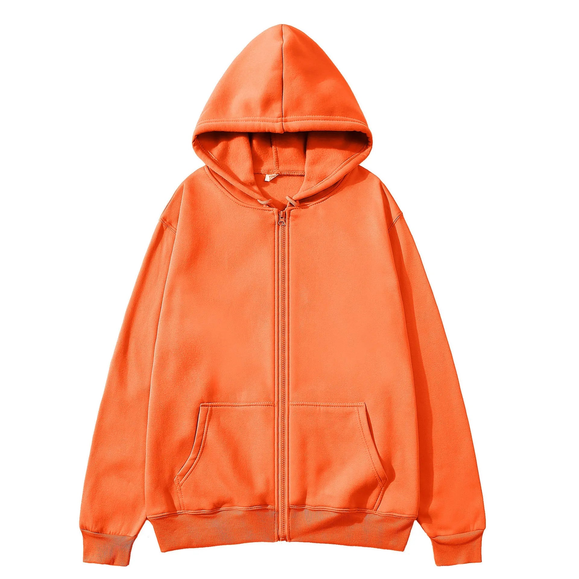 Men's solid colour loose fit zip-up sports jacket on a hanger.