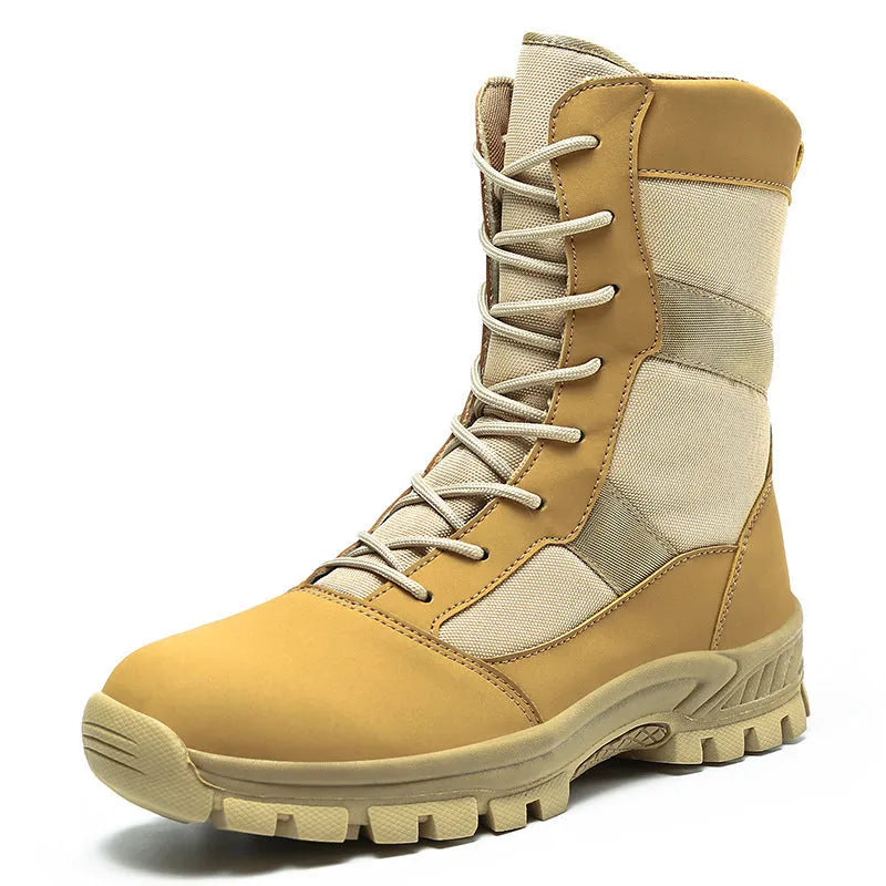 Plus size men's high-top mesh shoes in Martin boot style, black and camouflage colour options