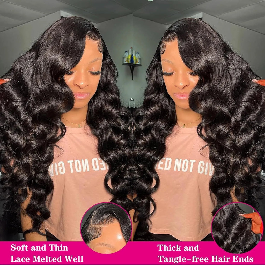 Black medium-long wavy synthetic full-head wig with natural styling and curly texture