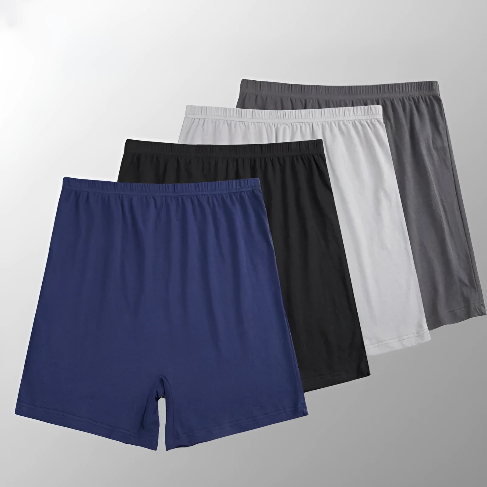 Men's solid colour modal boxer shorts with high waist, shown in multiple colour options.