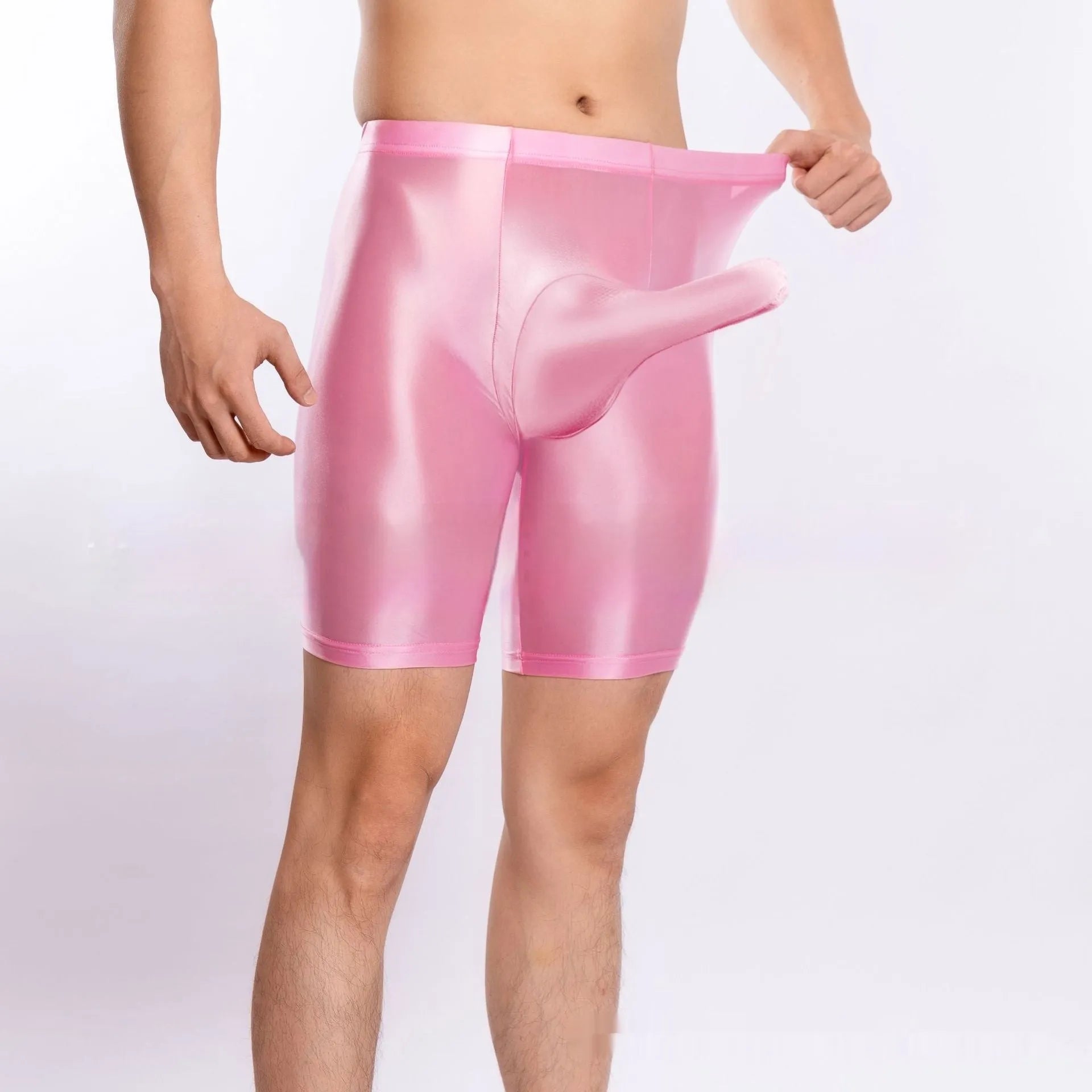 Men's plus size shiny silky nylon sports shorts in multiple colours