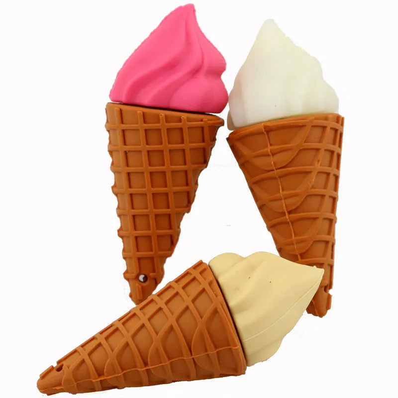 Mini ice cream design USB flash drive in pink, showing USB connector.
