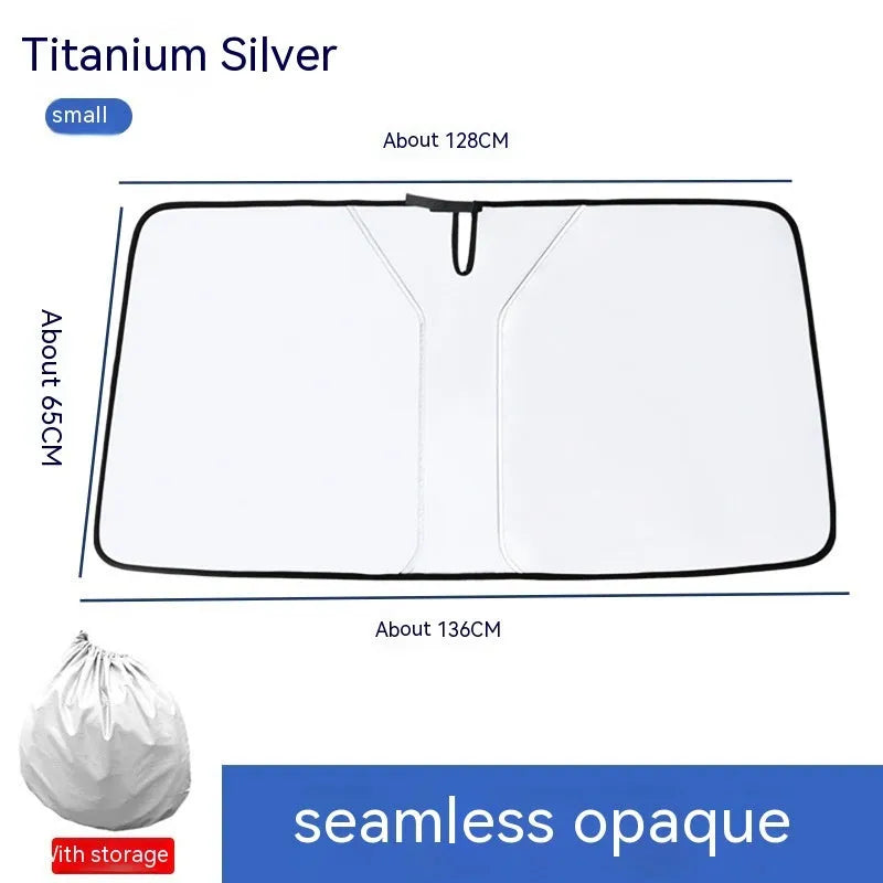 Car double ring front sun shield with NC fabric titanium silver glue construction