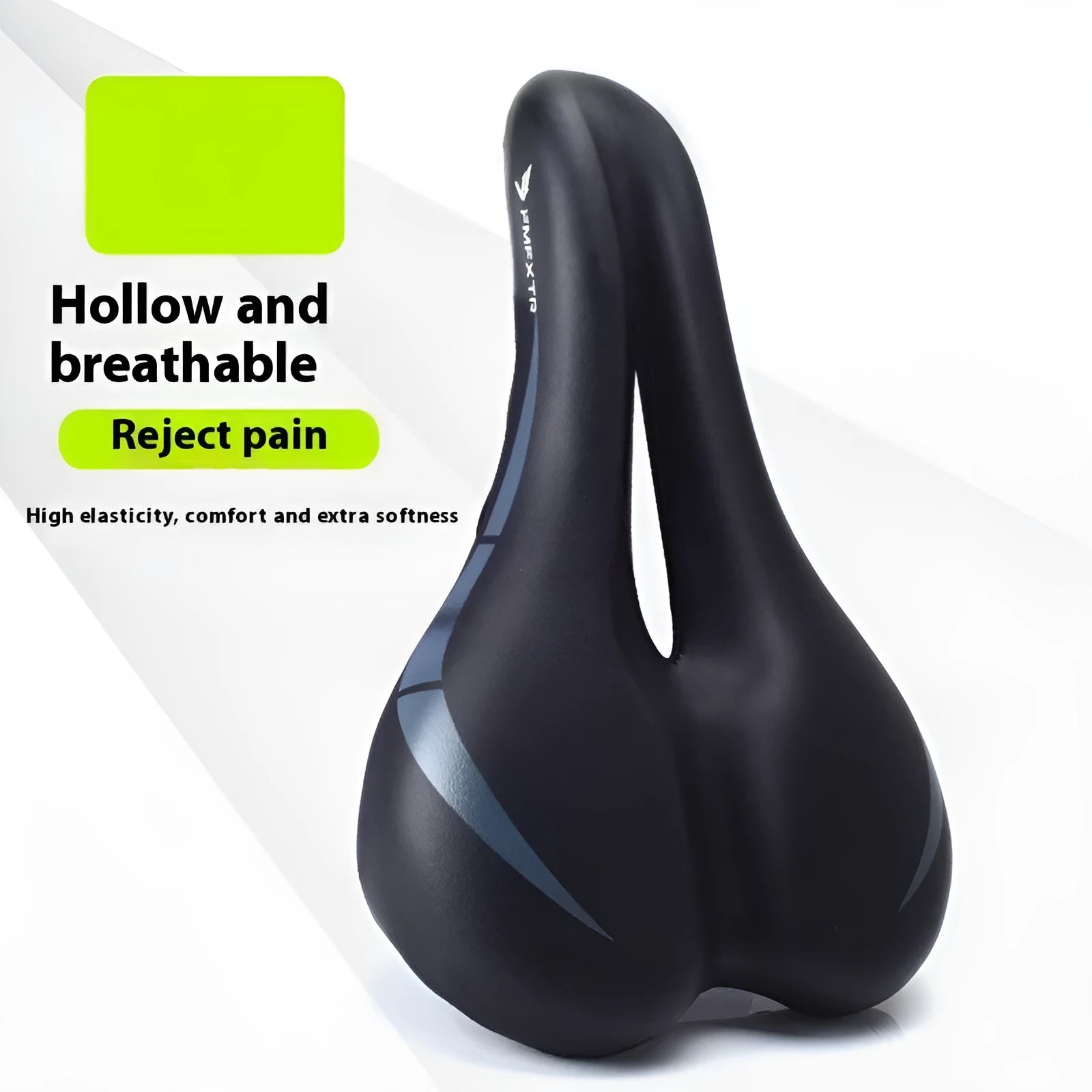 Bicycle seat cushion with hollow design and PU leather cover measuring 270mm by 180mm