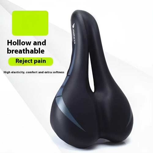 Bicycle seat cushion with hollow design and PU leather cover measuring 270mm by 180mm