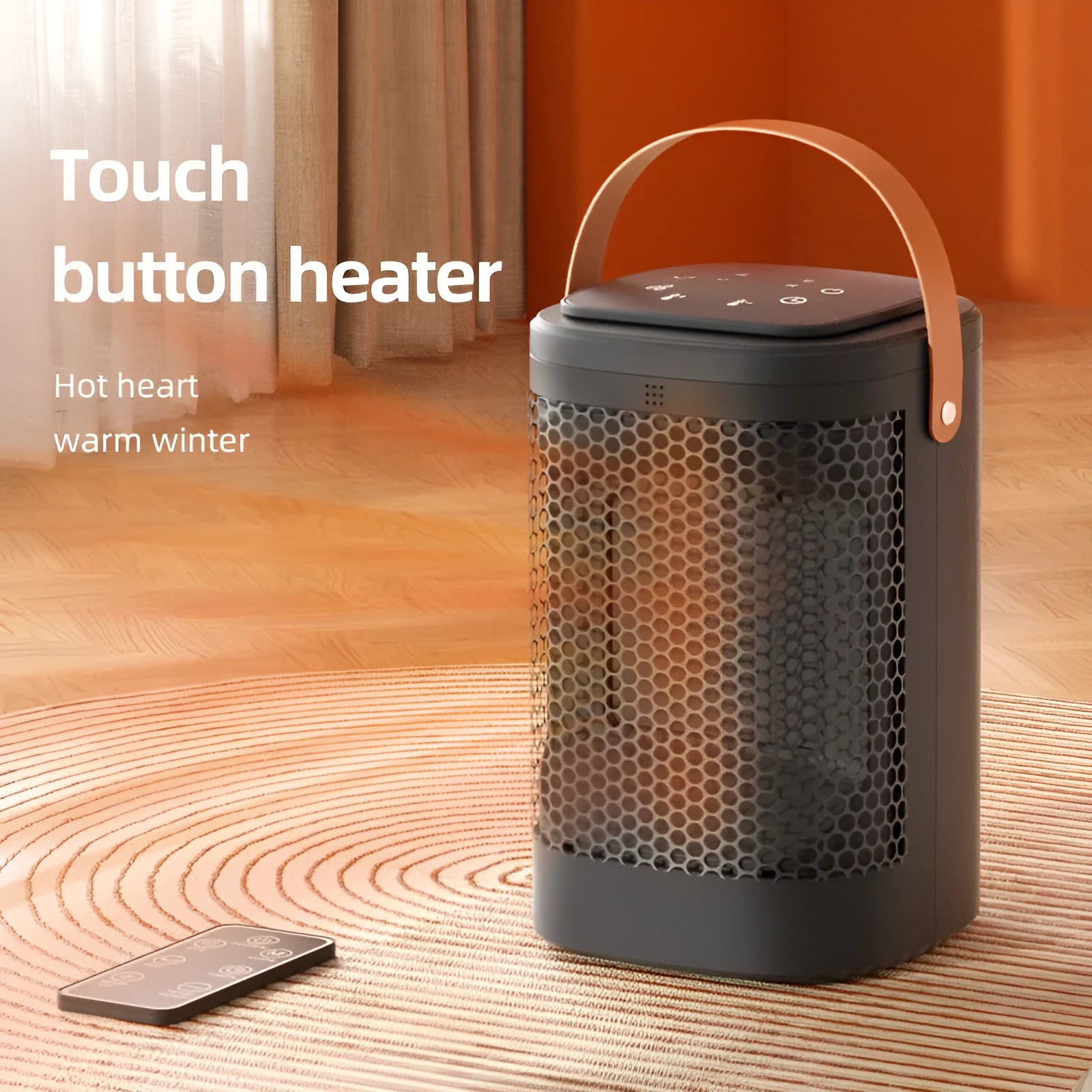 White hot and cold air heating radiator with touch screen display and remote control for room heating