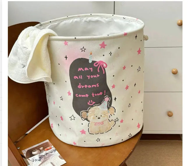 Foldable cotton cloth laundry basket in modern simplicity style with large capacity for bedroom or bathroom storage.