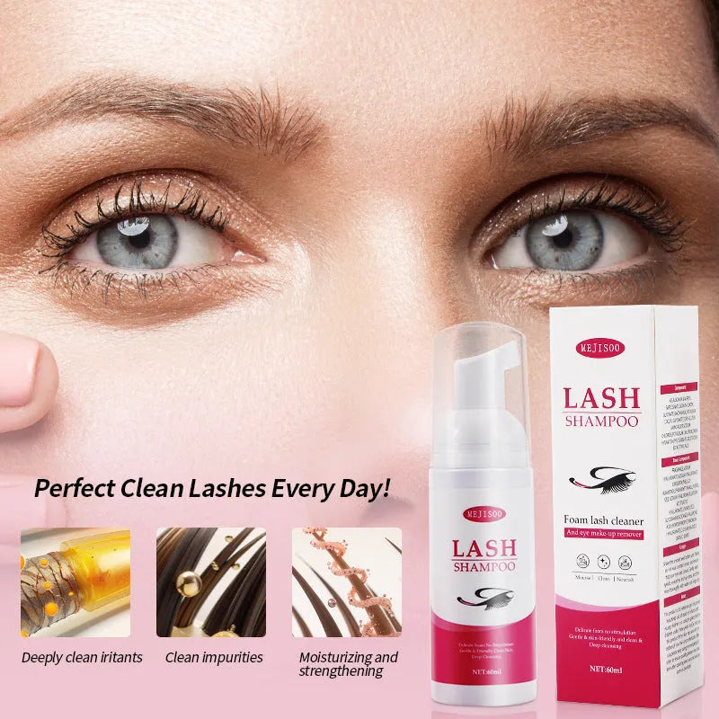 60ml bottle of lash shampoo mousse eyelash cleaning solution with 3.7cm diameter