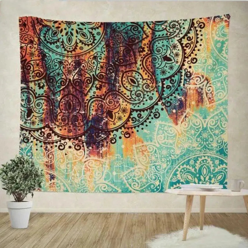 Sevenstars bohemian mandala tapestry with colourful floral print in 100x150cm size