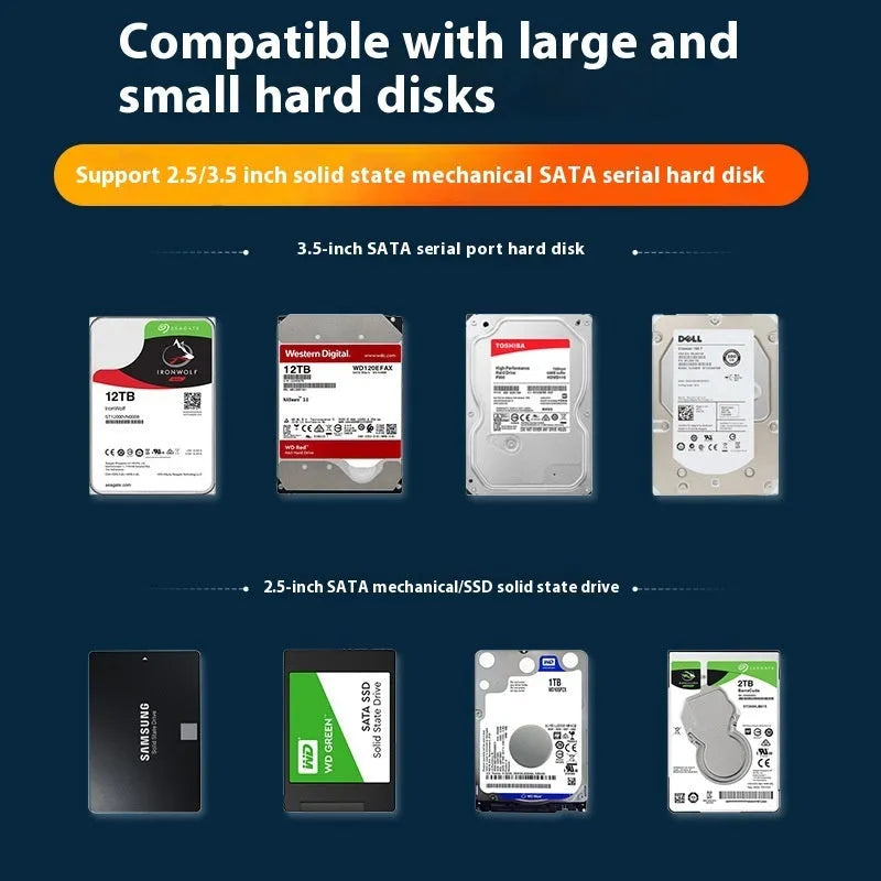 3.5-inch SATA to USB hard disk enclosure with sliding cover in black and silver colour combination