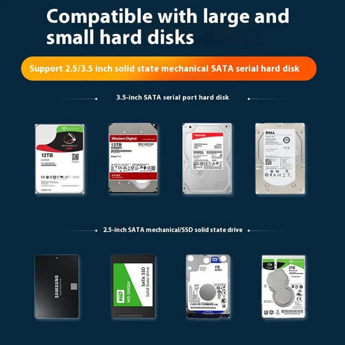 3.5-inch SATA to USB hard disk enclosure with sliding cover in black and silver colour combination