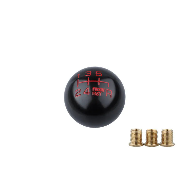 Aluminium alloy car gear shift head shown in one of five available colour styles.