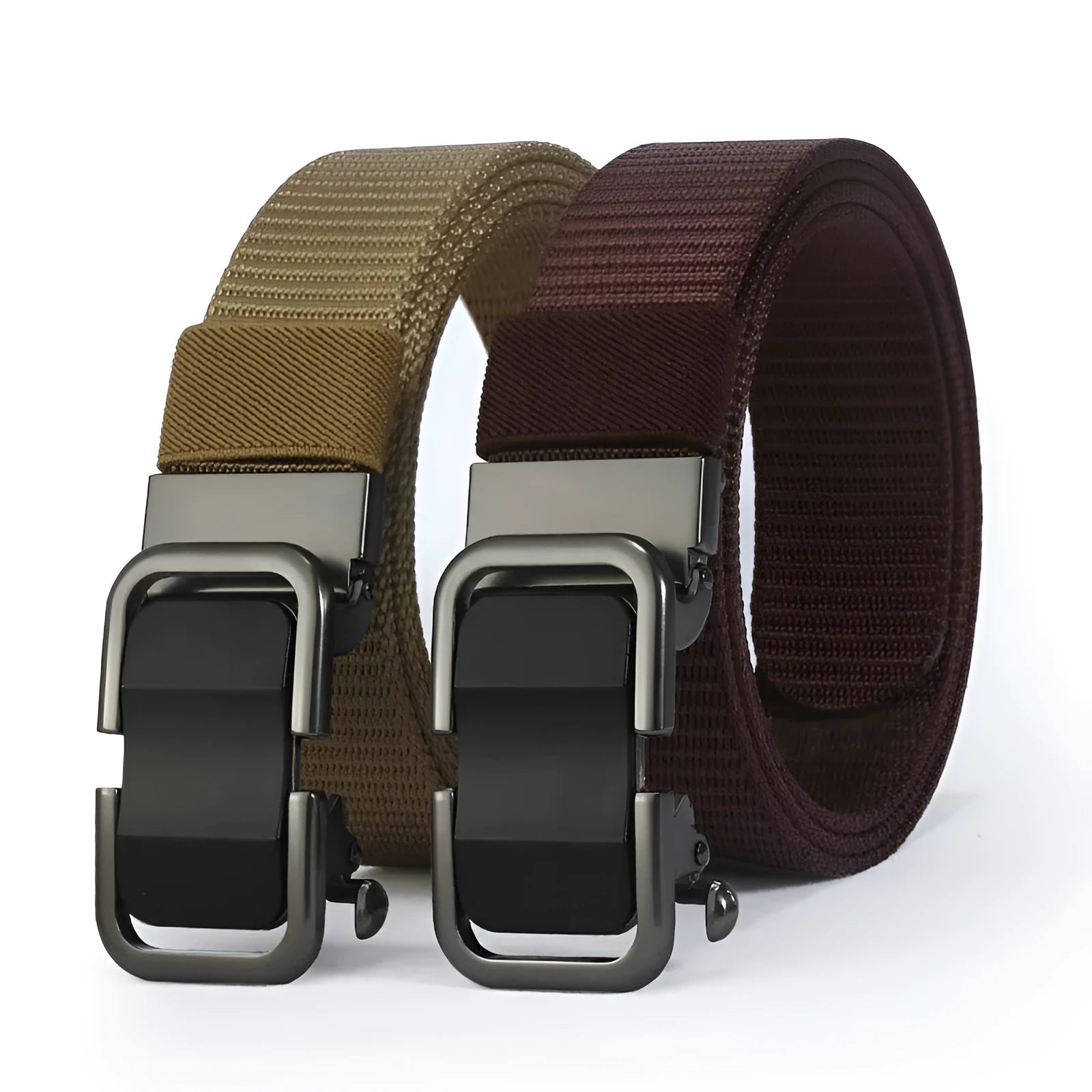 Men's nylon canvas slide belt with toothless adjustment buckle in multiple colour options