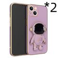 3D astronaut TPU phone case with electroplating bracket for iPhone, in black