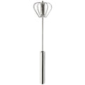 Semi-automatic manual egg beater whisk in stainless steel and white plastic