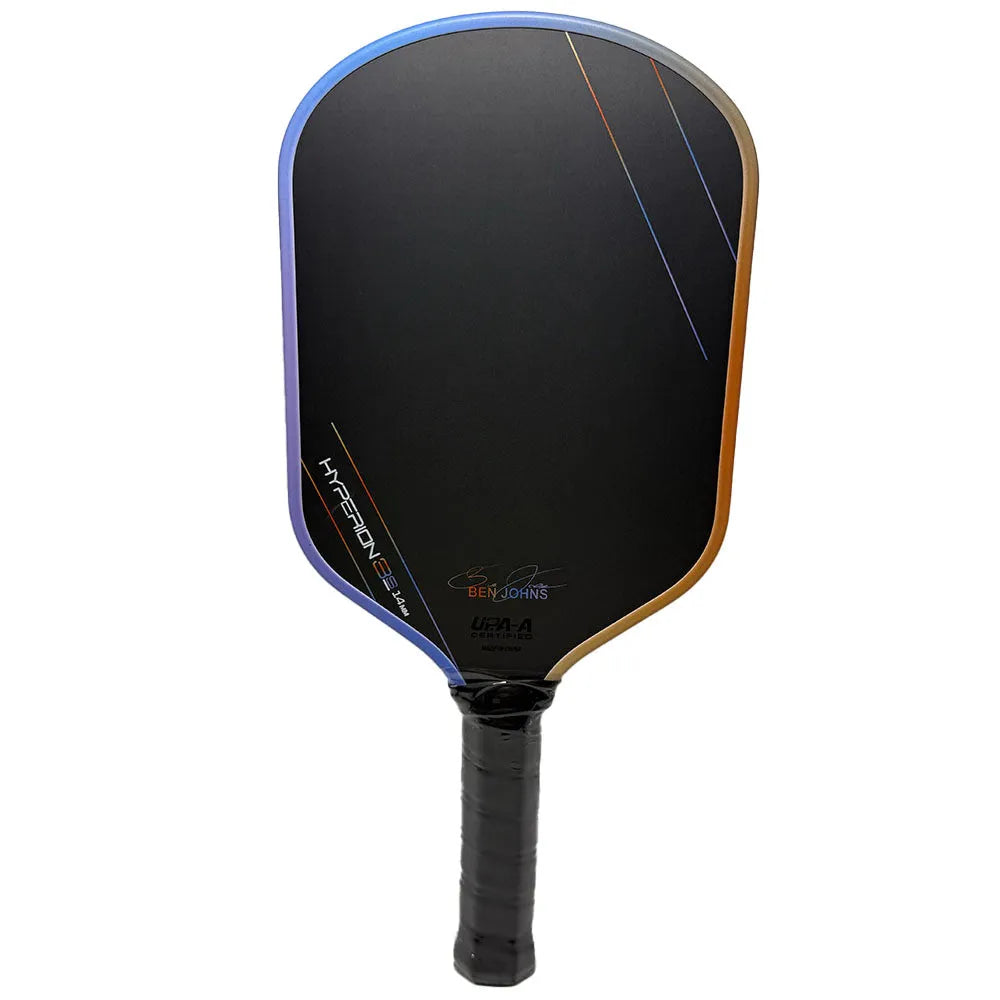 Aurora multicolour Hyperion 3s pickleball racket with carbon fibre face and honeycomb core