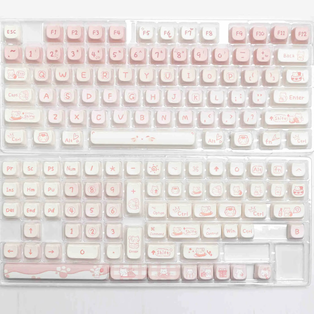 Full set of PBT sublimation keycaps for mechanical keyboard replacement with over 98 individual keys