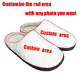 A pair of pattern printed flannel slippers with a TPR sole, shown in a customisable colour.