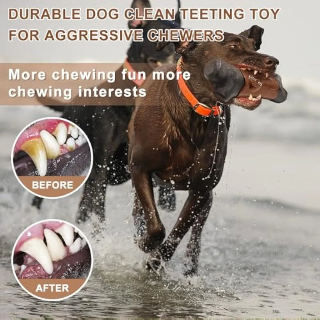 Nylon dog chew toy with bacon flavour and squeaker for aggressive chewers