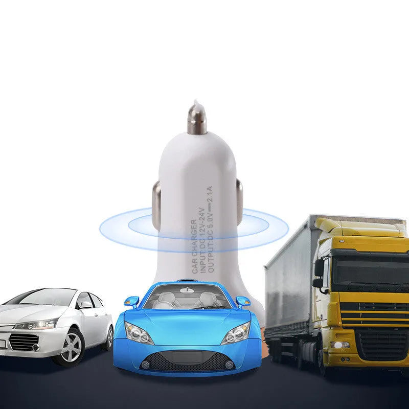 Mini digital display car charger with USB port in gold colour showing voltage readout