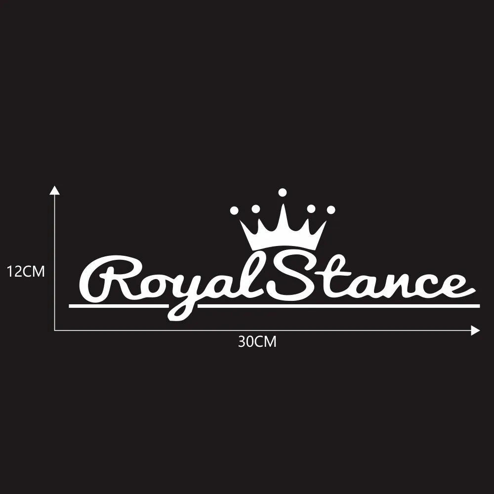 Colourful reflective crown shape car sticker made from PET vinyl, shown with dimensions.
