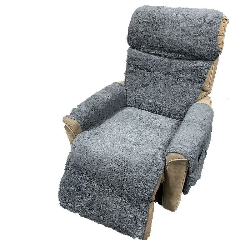 Polyester sofa cushion cover in lamb wool beige colour showing universal fit design