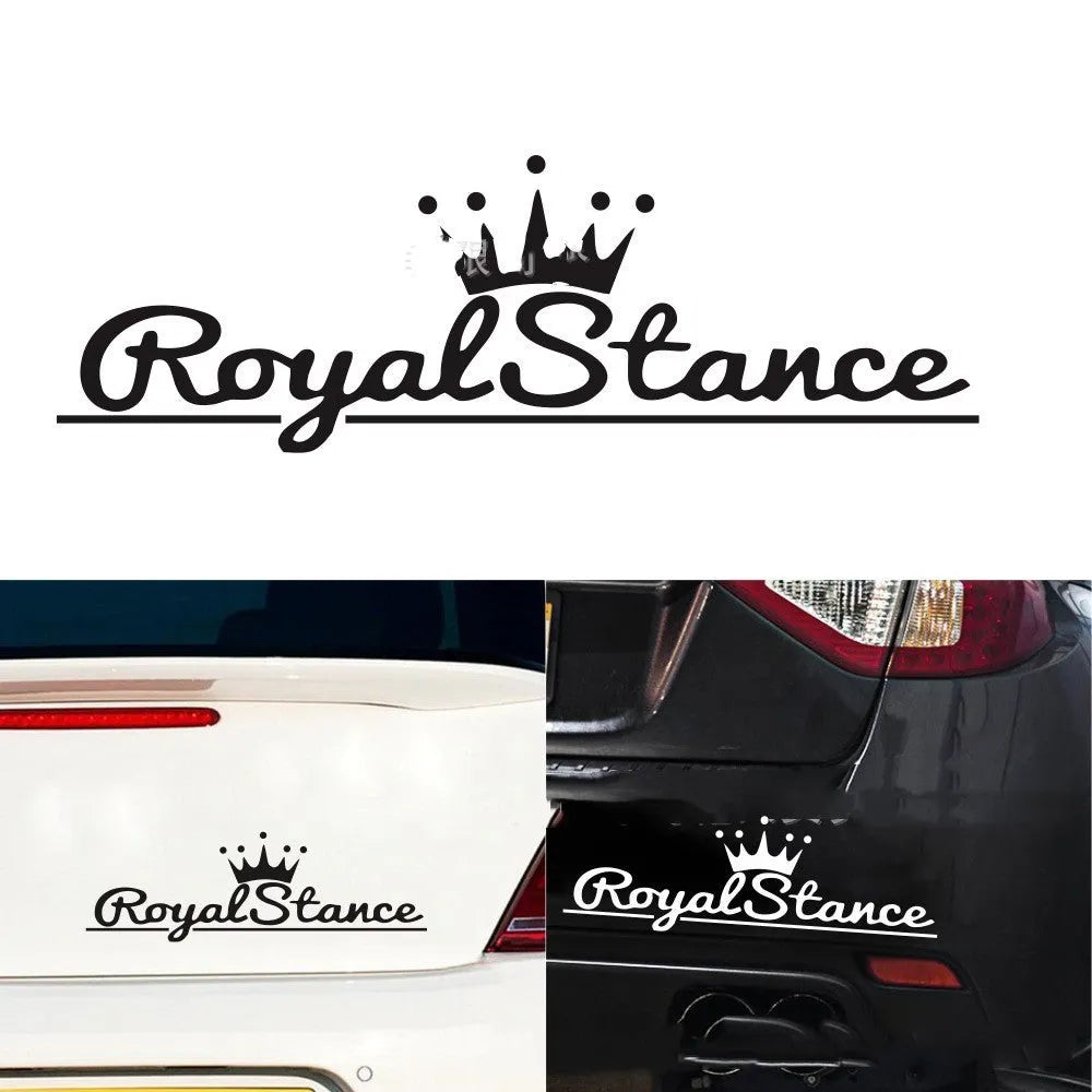 Colourful reflective crown shape car sticker made from PET vinyl, shown with dimensions.