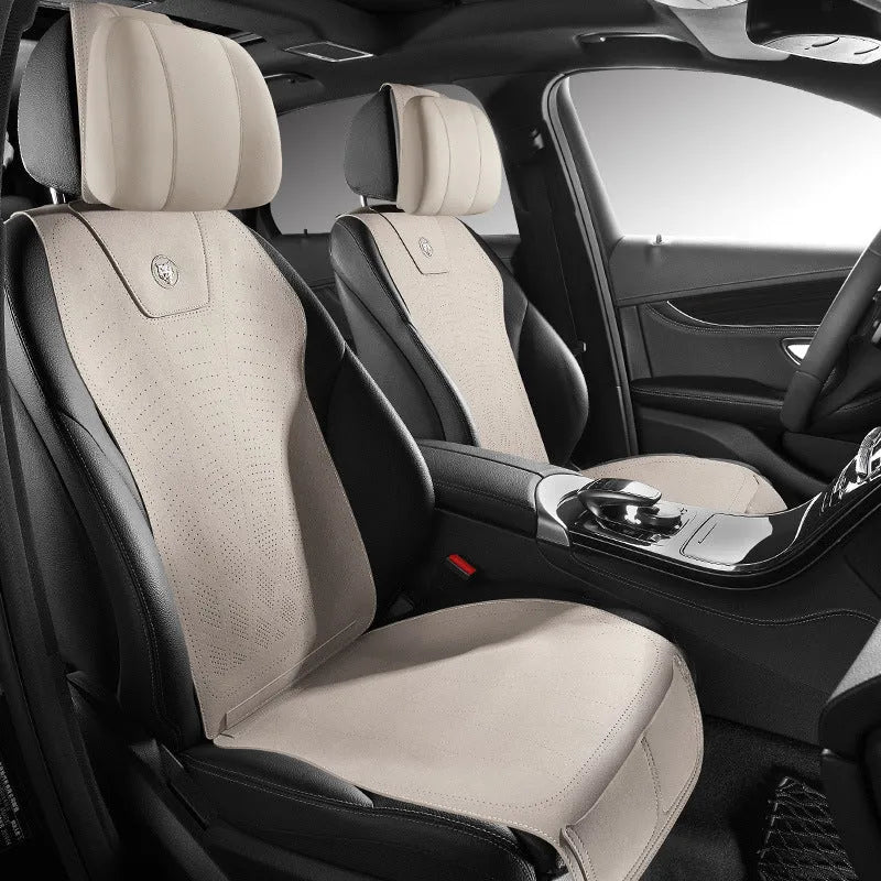 Tailored leather ultra thin car seat cover with gradient hole design shown in classic black colour.
