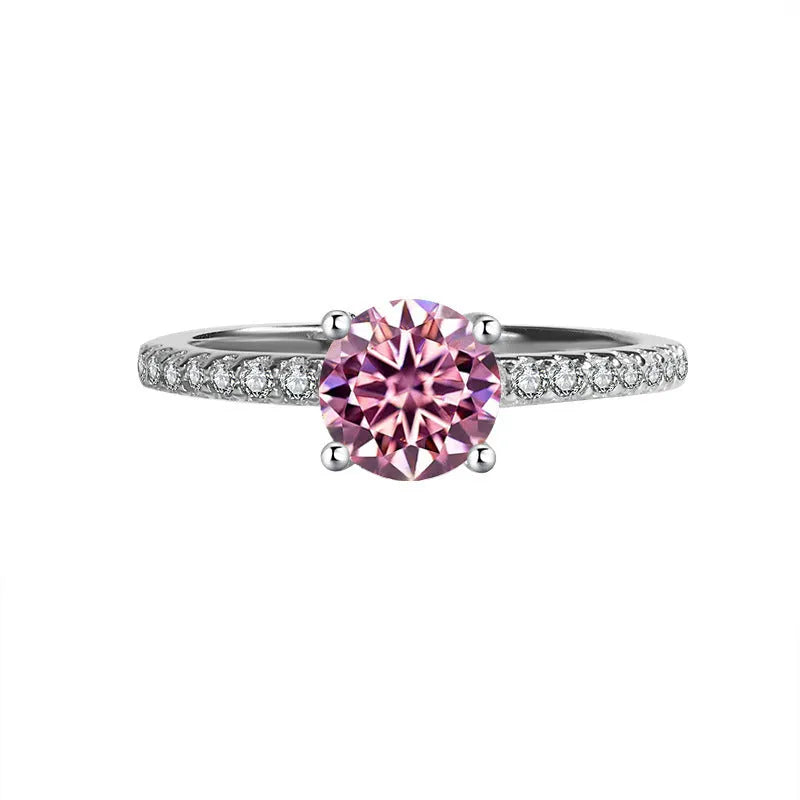 S925 silver ring with 14mm star-shaped moissanite in four-claw setting