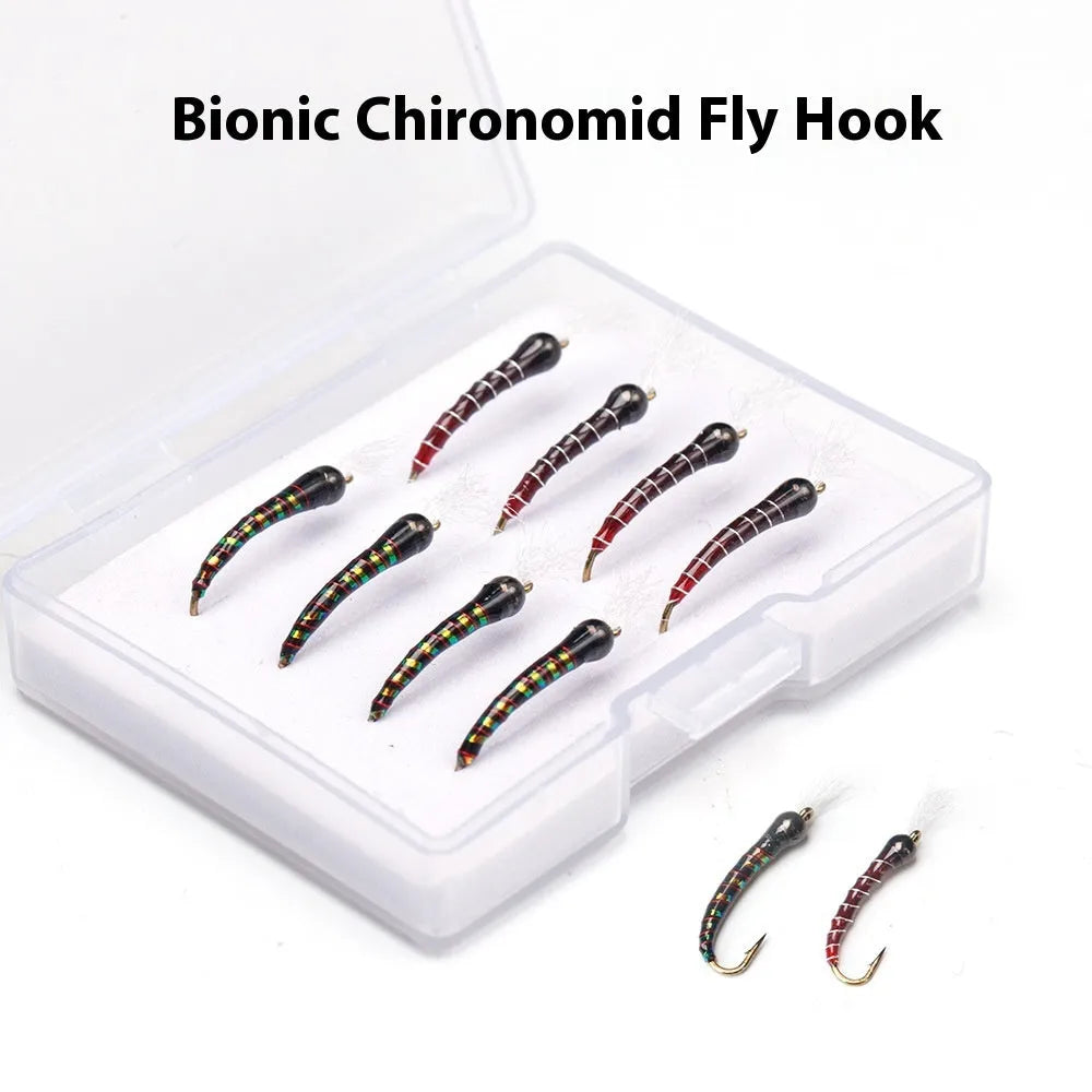 Biomimetic chironomid mosquito larvae lure fishhook bait in box