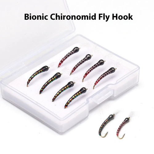 Biomimetic chironomid mosquito larvae lure fishhook bait in box