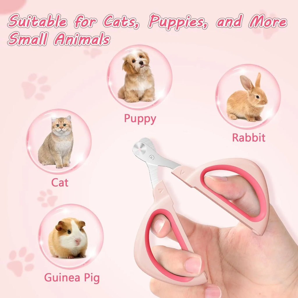 Blue cat nail clipper with a round positioning hole and non-slip handle for safe pet grooming.
