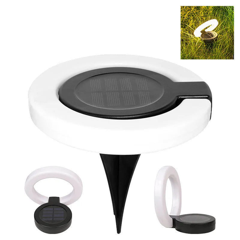 Solar underground light with folding aperture design for outdoor waterproof area illumination