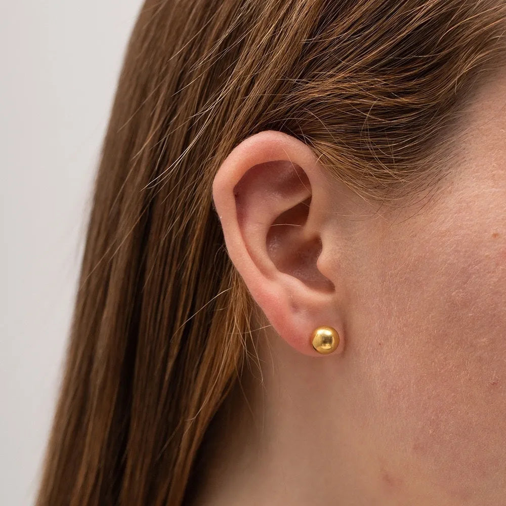 Stainless steel ball stud earrings in minimalist geometric design with round shape