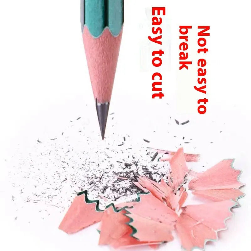Green hexagonal wooden pencils, 2B and HB grades, box of 10.