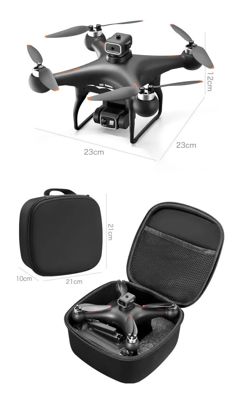 Black or White HD compact brushless UAV drone with four-side obstacle avoidance sensors.