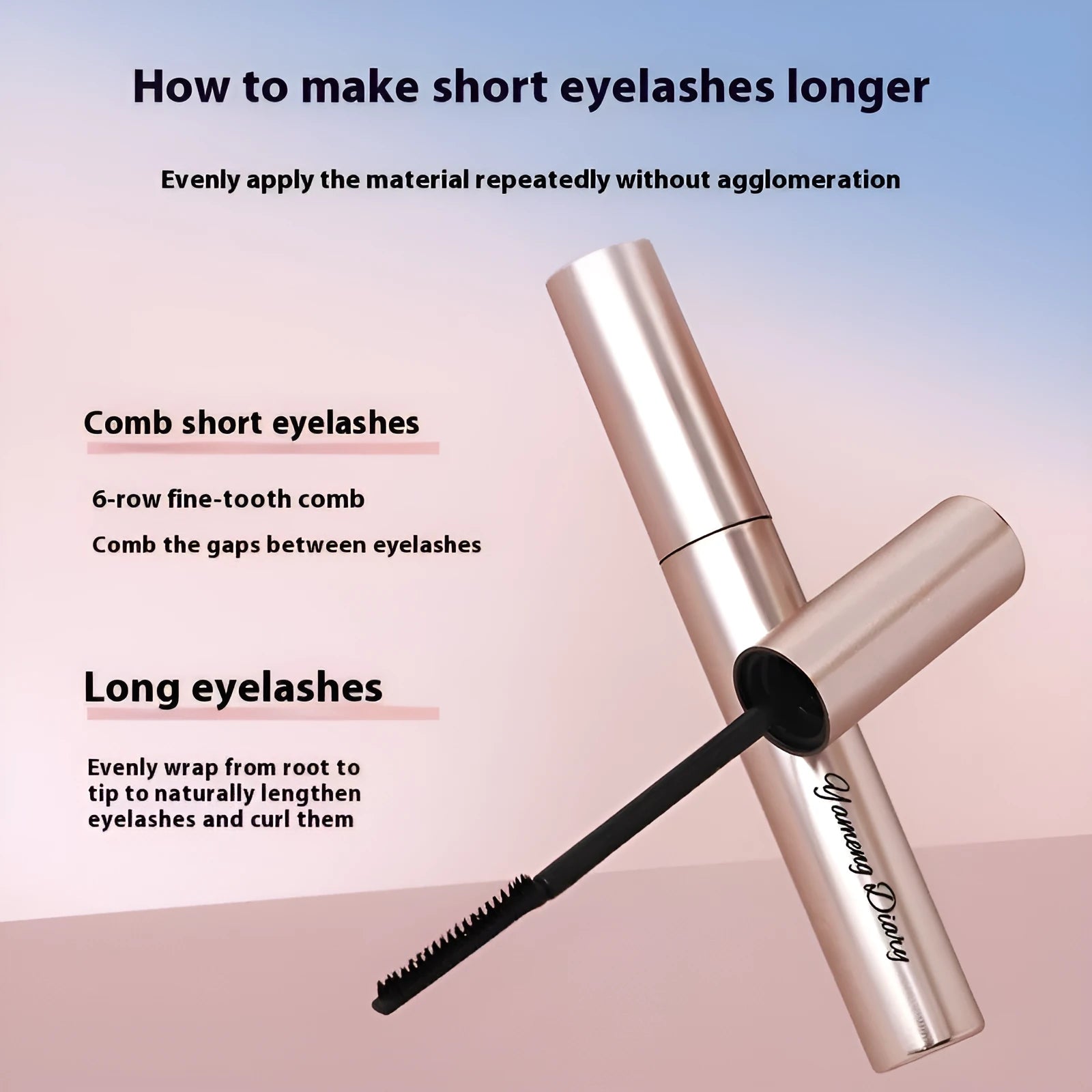 Long Curling Long-Lasting Mascara tube in Black or Brown shade.