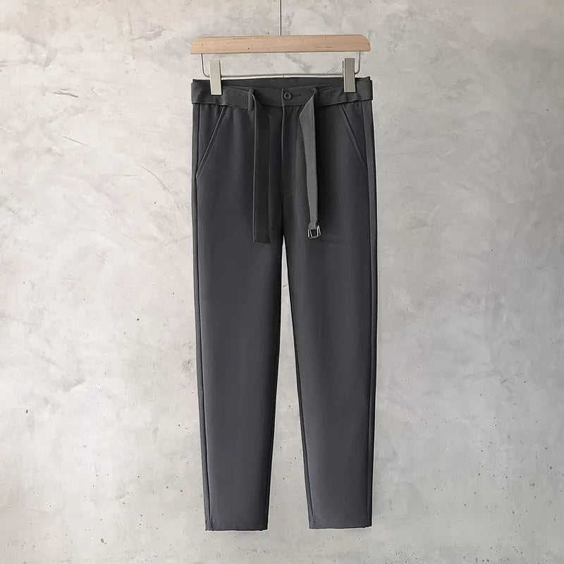 Boys slim straight wool trousers in tapered business casual style