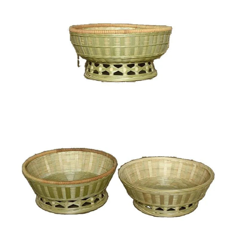 Handmade woven bamboo storage basket in natural colour with three size options