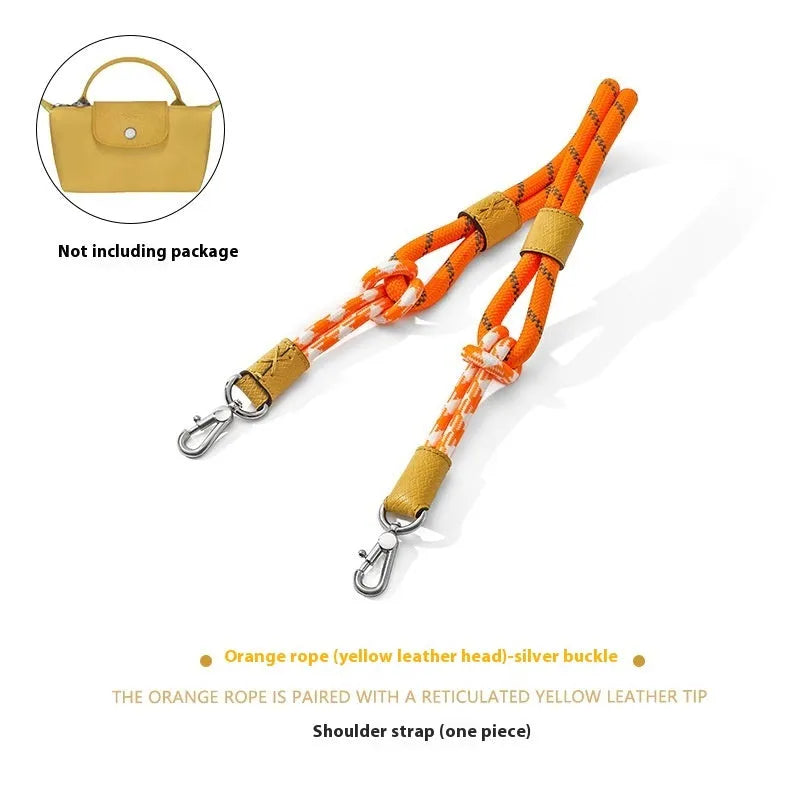Braided nylon and cowhide leather crossbody strap with alloy buckle for bag modification